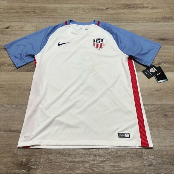 Nike USA Soccer Jersey 2016 Eric Parker 8 Dri Fit Mens Large White NWT Flaws - Picture 1 of 15